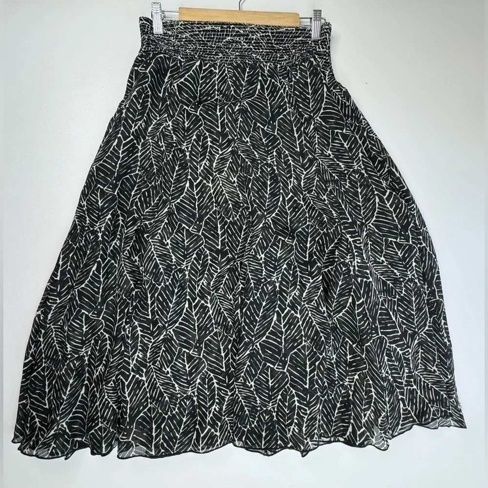 Coldwater Creek Reversible Shirred Elastic Waist Flowy Skirt Small 4-6